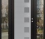 Modern Steel Front Door Diamond C5 60" x 80" black/white frosted Glass Panel stainless steel LHI with 2 Sidelites clear Glass