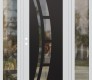 Modern Steel Front Door Diamond C12 64" x 80" white/white clear Glass Panel black RHI with 2 Sidelites clear Glass