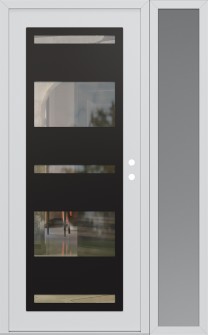 Diamond C10 52" x 80" white/white clear Glass Panel black LHI with Sidelite frosted Glass