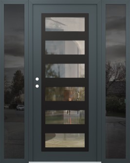 Diamond C9 60" x 80" anthracite/anthracite clear Glass Panel black RHI with 2 Sidelites mirrored Glass