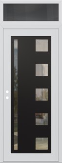 Diamond C3 36" x 96" white/white clear Glass Panel black RHI with Transom mirrored Glass