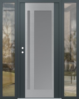 Diamond C15 60" x 80" anthracite/anthracite frosted Glass Panel stainless steel RHI with 2 Sidelites clear Glass