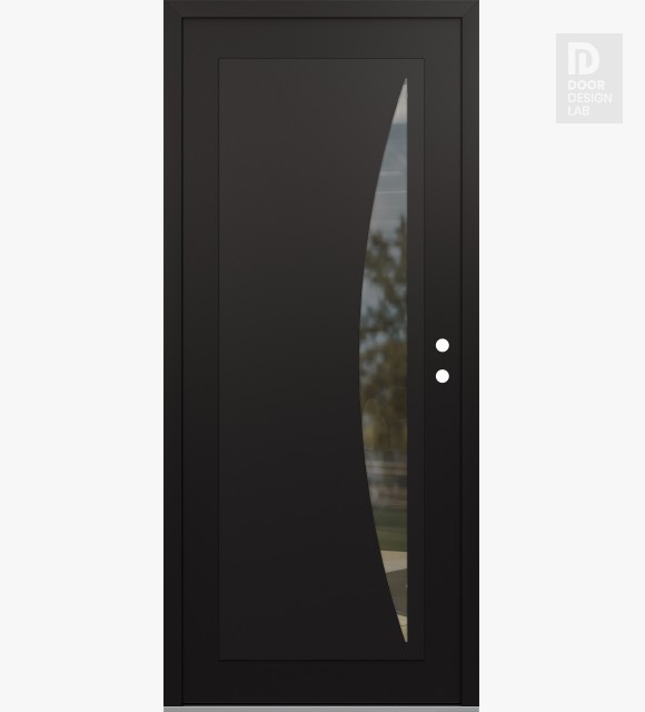 Modern Steel Front Door Diamond C13 36" x 80" black/black clear Glass Panel black LHI