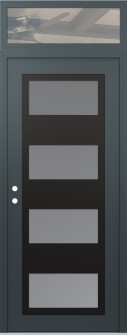 Diamond C2 36" x 96" anthracite/anthracite frosted Glass Panel black RHI with Transom clear Glass