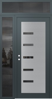 Diamond C8 52" x 96" anthracite/anthracite mirrored Glass Panel stainless steel RHI with Sidelite and Transom mirrored Glass