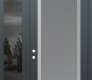 Modern Steel Front Door Diamond C1 50" x 96" anthracite/anthracite frosted Glass Panel stainless steel RHI with Sidelite and Transom mirrored Glass