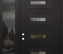 Modern Steel Front Door Diamond D6 52" x 96" black/black clear Glass Panel black RHI with Sidelite and Transom mirrored Glass