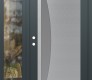 Modern Steel Front Door Diamond C13 52" x 80" anthracite/anthracite frosted Glass Panel stainless steel RHI with Sidelite clear Glass