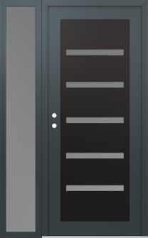 Diamond C7 48" x 80" anthracite/anthracite frosted Glass Panel black RHI with Sidelite frosted Glass