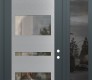 Modern Steel Front Door Diamond C10 48" x 96" anthracite/anthracite clear Glass Panel stainless steel LHI with Sidelite and Transom mirrored Glass