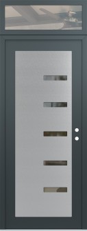 Diamond C8 36" x 96" anthracite/anthracite clear Glass Panel stainless steel LHI with Transom clear Glass