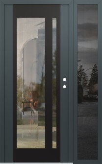 Diamond C15 50" x 80" anthracite/anthracite clear Glass Panel black LHI with Sidelite mirrored Glass