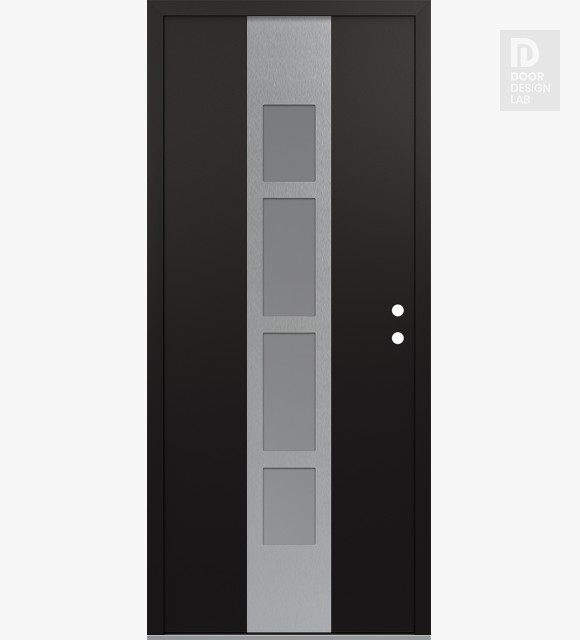 Modern Steel Front Door DIAMOND A10 36" X 80" BLACK/WHITE FROSTED GLASS PANEL STAINLESS STEEL LHI