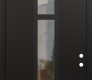 Modern Steel Front Door DIAMOND A9 36" X 96" BLACK/BLACK CLEAR GLASS PANEL BLACK LHI WITH TRANSOM FROSTED GLASS