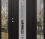 Modern Steel Front Door DIAMOND A3 60" X 80" BLACK/BLACK CLEAR GLASS PANEL STAINLESS STEEL RHI WITH 2 SIDELITES CLEAR GLASS
