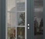 Modern Steel Front Door Diamond C16 48" x 96" anthracite/anthracite clear Glass Panel stainless steel LHI with Sidelite and Transom mirrored Glass