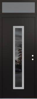 DIAMOND A11 36" X 96" BLACK/BLACK MIRRORED GLASS PANEL STAINLESS STEEL LHI WITH TRANSOM FROSTED GLASS