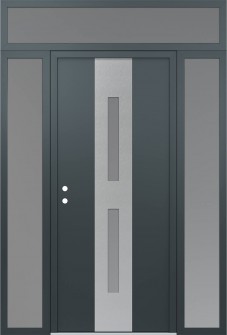 DIAMOND A6 60" X 96" ANTHRACITE/ANTHRACITE FROSTED GLASS PANEL STAINLESS STEEL RHI WITH 2 SIDELITES AND TRANSOM FROSTED GLASS