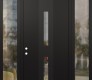 Modern Steel Front Door DIAMOND A6 60" X 96" BLACK/BLACK CLEAR GLASS PANEL BLACK RHI WITH 2 SIDELITES AND TRANSOM CLEAR GLASS