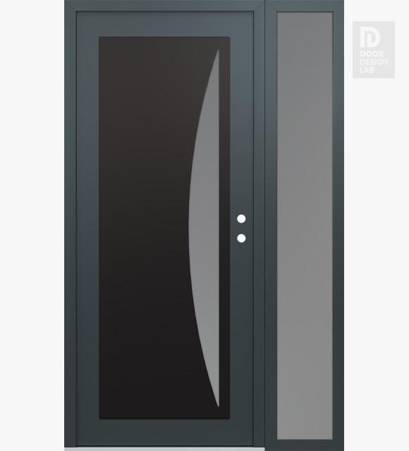Modern Steel Front Door Diamond C13 52" x 80" anthracite/anthracite frosted Glass Panel black LHI with Sidelite frosted Glass