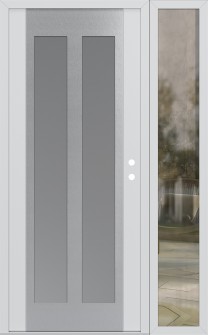 Diamond C14 50" x 80" white/white frosted Glass Panel stainless steel LHI with Sidelite clear Glass