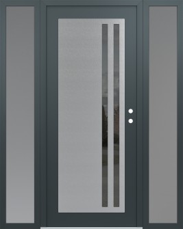 Diamond C6 64" x 80" anthracite/anthracite mirrored Glass Panel stainless steel LHI with 2 Sidelites frosted Glass