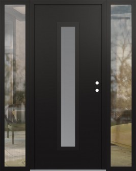 DIAMOND A11 60" X 80" BLACK/WHITE FROSTED GLASS PANEL BLACK LHI WITH 2 SIDELITES CLEAR GLASS