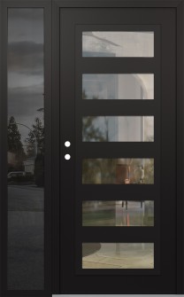 Diamond C9 48" x 80" black/black clear Glass Panel black RHI with Sidelite mirrored Glass