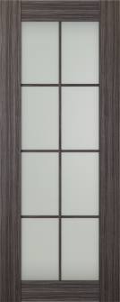 DOOR SLAB PALLADIO 8 LITE VETRO GRAY OAK 18" X 96" X 1 9/16" TEMPERED FROSTED GLASS