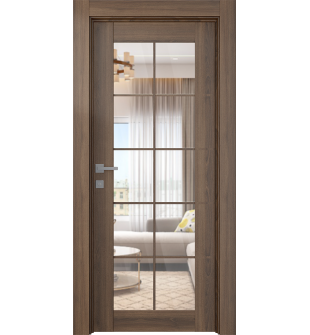 Avon 10 Lite Clear Pecan Nutwood Single Doors