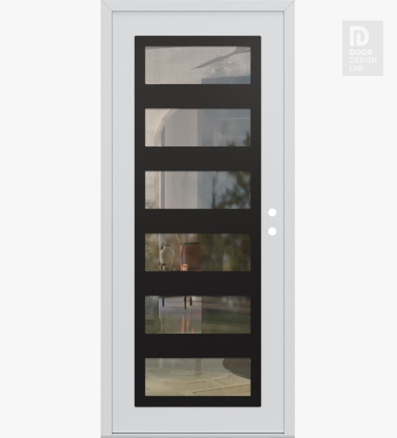 Modern Steel Front Door Diamond C9 36" x 80" white/white clear Glass Panel black LHI
