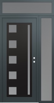 Diamond C3 48" x 96" anthracite/anthracite frosted Glass Panel black LHI with Sidelite and Transom frosted Glass