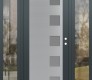 Modern Steel Front Door Diamond C5 60" x 80" anthracite/anthracite frosted Glass Panel stainless steel LHI with 2 Sidelites clear Glass