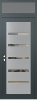 Diamond C7 36" x 96" anthracite/anthracite clear Glass Panel stainless steel RHI with Transom frosted Glass