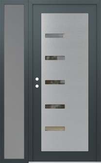 Diamond C8 52" x 80" anthracite/anthracite clear Glass Panel stainless steel RHI with Sidelite frosted Glass