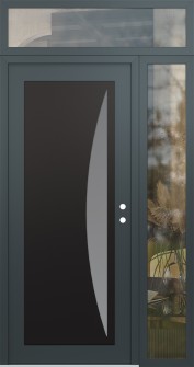 Diamond C13 52" x 96" anthracite/anthracite frosted Glass Panel black LHI with Sidelite and Transom clear Glass