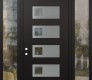 Modern Steel Front Door Diamond D2 64" x 96" black/black clear Glass Panel stainless steel RHI with 2 Sidelites and Transom clear Glass