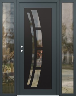 Diamond C12 64" x 80" anthracite/anthracite clear Glass Panel black RHI with 2 Sidelites clear Glass