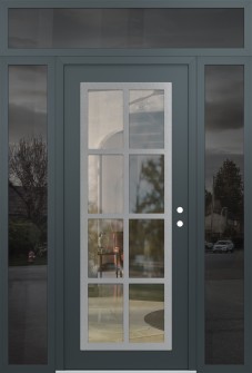 Diamond C16 60" x 96" anthracite/anthracite clear Glass Panel stainless steel LHI with 2 Sidelites and Transom mirrored Glass