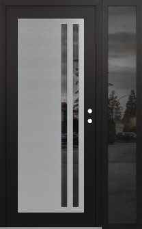 Diamond C6 52" x 80" black/black mirrored Glass Panel stainless steel LHI with Sidelite mirrored Glass