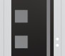Modern Steel Front Door Diamond C3 36" x 96" white/white frosted Glass Panel black LHI with Transom frosted Glass