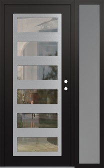 Diamond C9 52" x 80" black/black clear Glass Panel stainless steel LHI with Sidelite frosted Glass