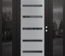 Modern Steel Front Door Diamond C7 60" x 80" black/black mirrored Glass Panel stainless steel LHI with 2 Sidelites mirrored Glass