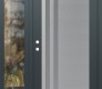Modern Steel Front Door Diamond C6 52" x 80" anthracite/anthracite frosted Glass Panel stainless steel RHI with Sidelite clear Glass