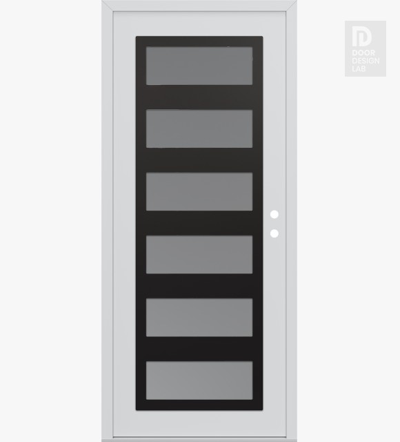 Modern Steel Front Door Diamond C9 36" x 80" white/white frosted Glass Panel black LHI