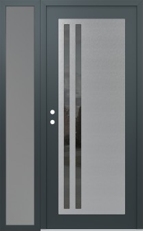 Diamond C6 48" x 80" anthracite/anthracite mirrored Glass Panel stainless steel RHI with Sidelite frosted Glass