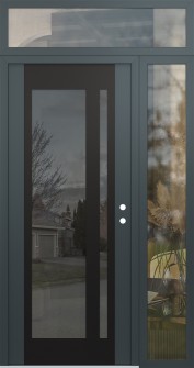 Diamond C15 52" x 96" anthracite/anthracite mirrored Glass Panel black LHI with Sidelite and Transom clear Glass