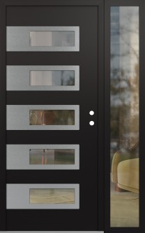 Diamond D3 48" x 80" black/black clear Glass Panel stainless steel LHI with Sidelite clear Glass