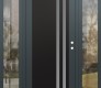 Modern Steel Front Door Diamond C6 64" x 80" anthracite/anthracite frosted Glass Panel black LHI with 2 Sidelites clear Glass