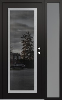 Diamond C1 50" x 80" black/black mirrored Glass Panel stainless steel LHI with Sidelite frosted Glass